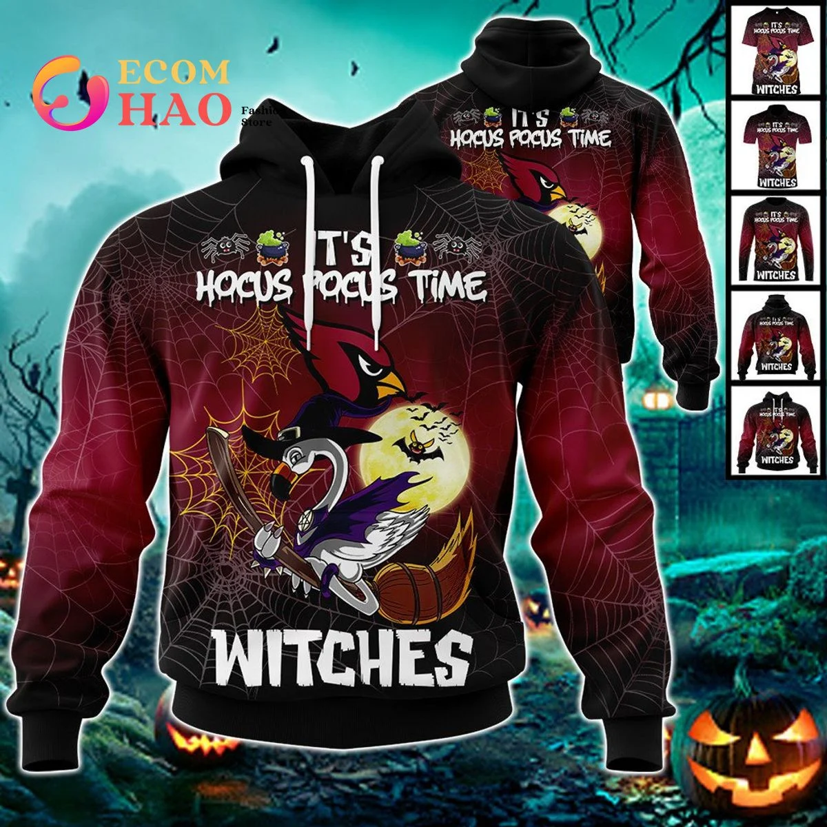 Cardinals Halloween Jersey Falmingo Witches Hocus Pocus 3D Hoodie, Zip Hoodie, Man - Women, Warm, Premium Quality HZ0501