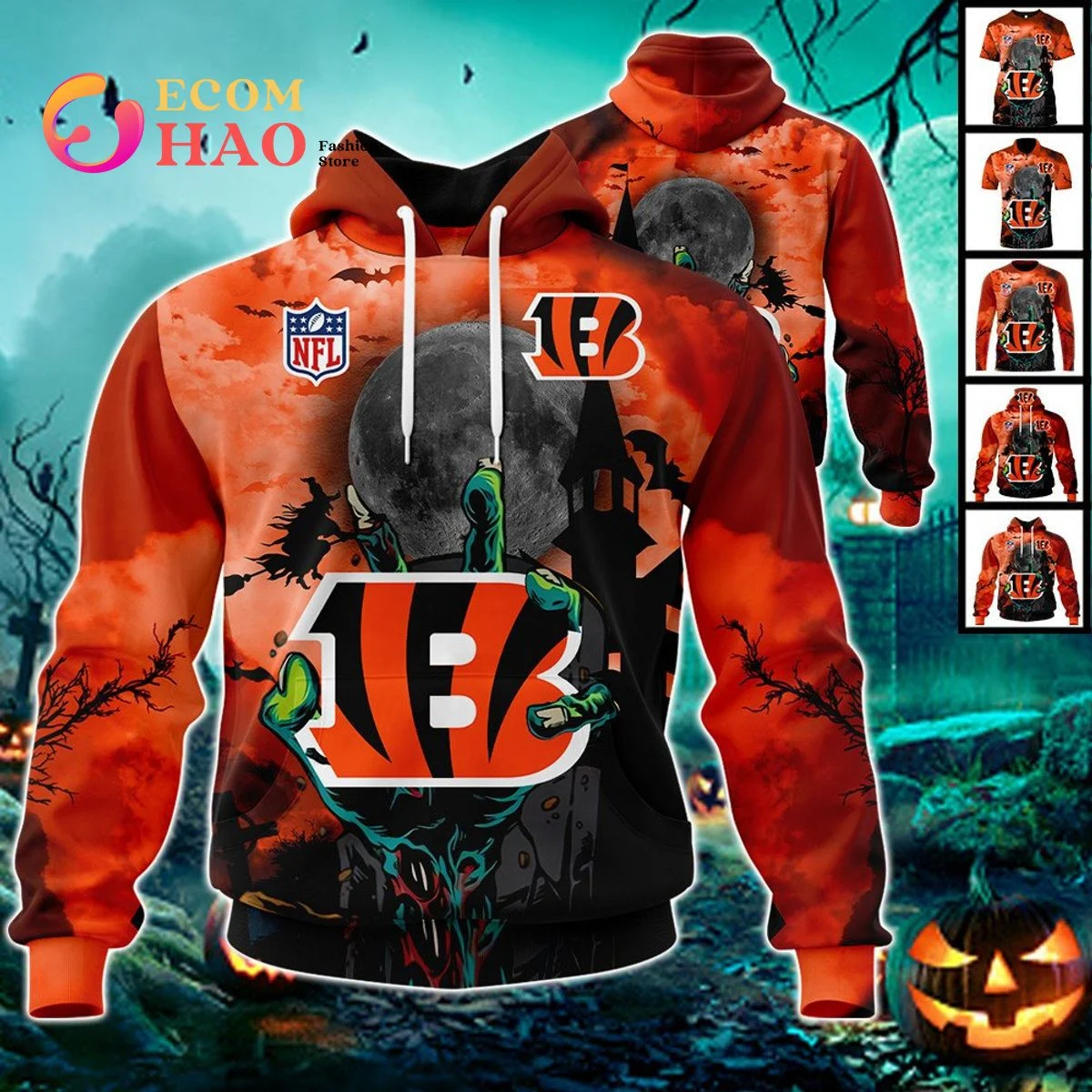 Bengals Halloween Jersey 3D Hoodie, Zip Hoodie, Man - Women, Warm, Premium Quality HZ0501