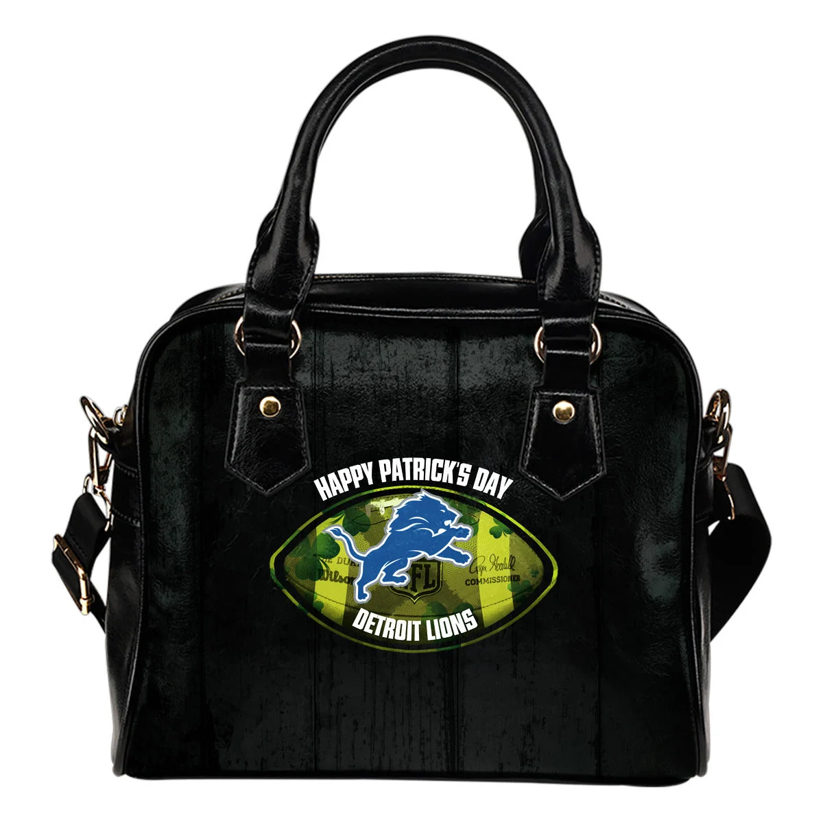 Retro Scene Lovely Shining Patrick's Day Detroit Lions Shoulder Handbags Sb0801