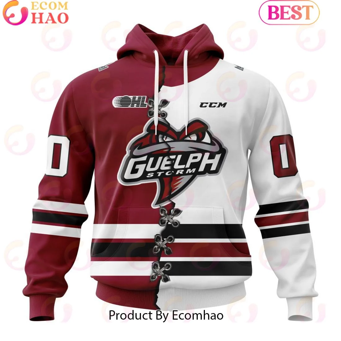 Custom OHL Guelph Storm Mix Home And Away Jersey Personalized Letters Number Hoodie, Zip Hoodie, Man - Women, Warm, Premium Quality HZ0501