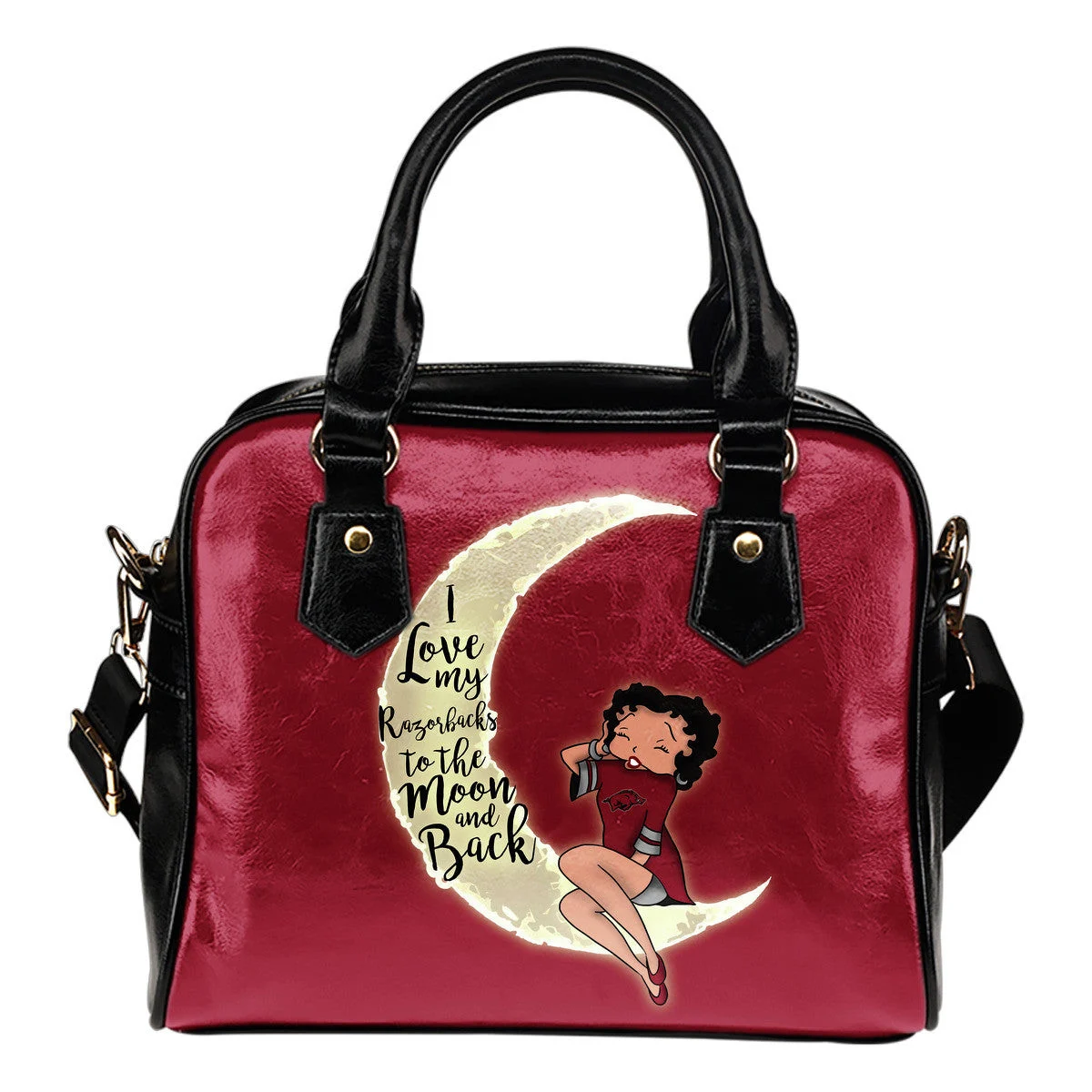 I Love My Arkansas Razorbacks To The Moon And Back Shoulder Handbags Women Purse Sb0801