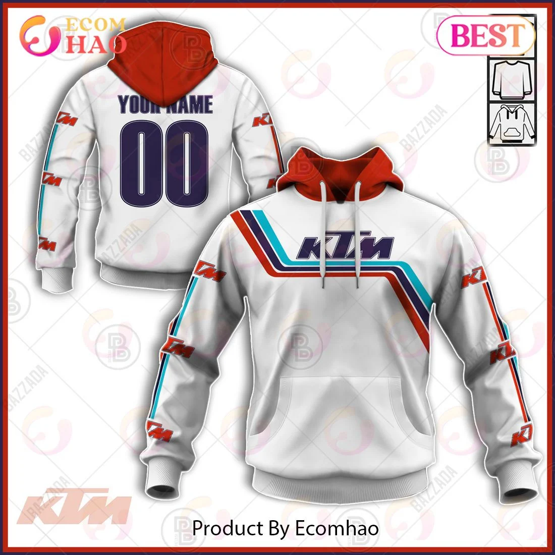 Customize Name Vintage Style KTM 250 Motocross Jersey MX Enduro AHRMA Motorcycle Dirt Bike 3D Hoodie, Zip Hoodie, Man - Women, Warm, Premium Quality HZ0501