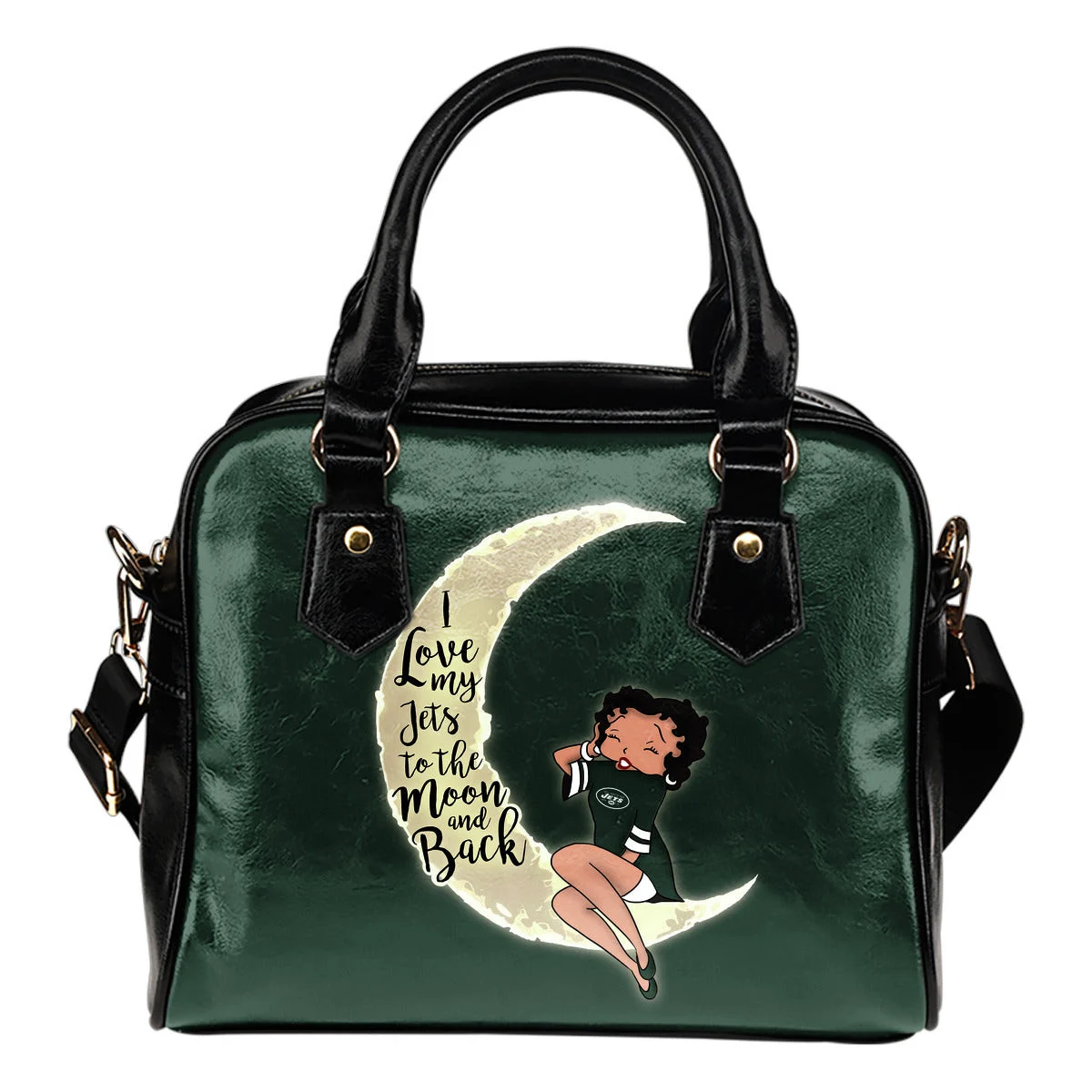 BB I Love My New York Jets To The Moon And Back Shoulder Handbags Women Purse Sb0801