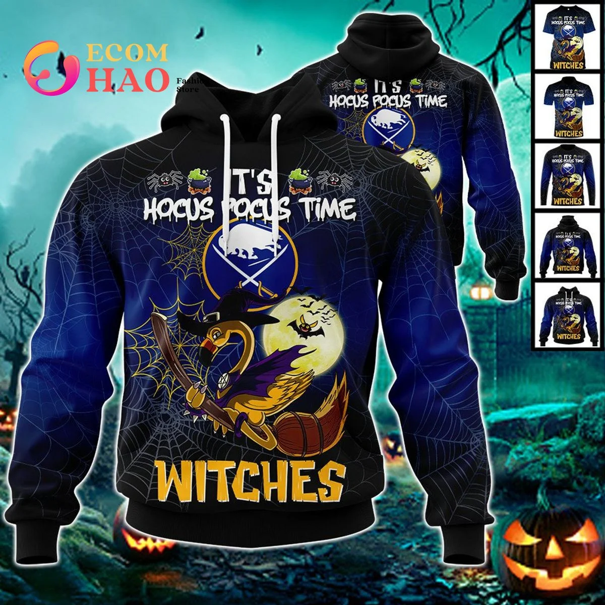 Buffalo Sabres Halloween Jersey Flamingo Witches Hocus Pocus 3D Hoodie, Zip Hoodie, Man - Women, Warm, Premium Quality HZ0501