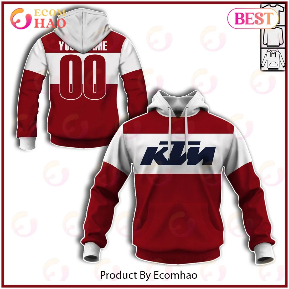 Customize Name Personalized Vintage Style KTM Motocross Jersey MX Enduro AHRMA Motorcycle Dirt Bike 3D Hoodie, Zip Hoodie, Man - Women, Warm, Premium Quality HZ0501