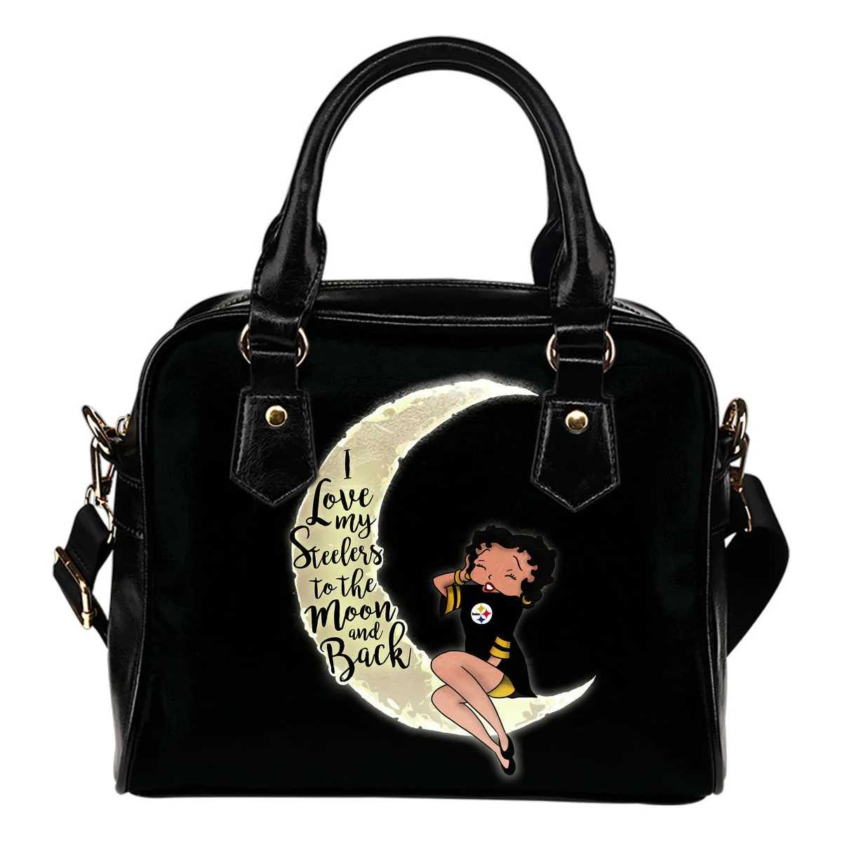 I Love My Pittsburgh Steelers To The Moon And Back Shoulder Handbags Women Purse Sb0801