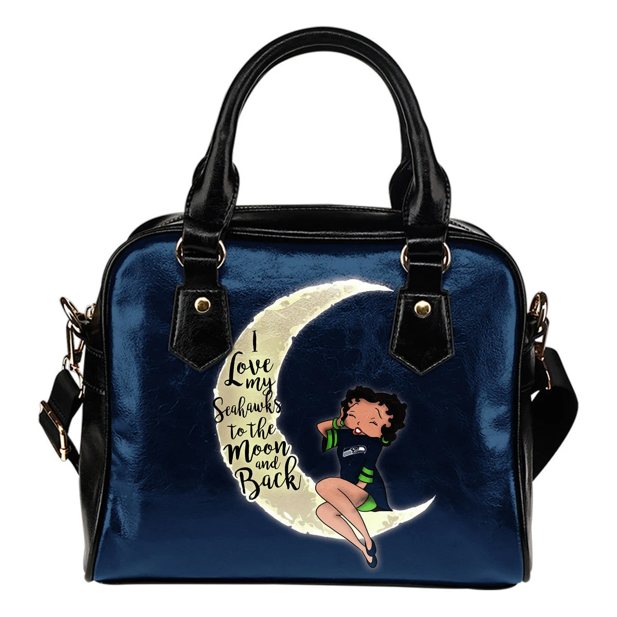 I Love My Seattle Seahawks To The Moon And Back Shoulder Handbags Women Purse Sb0801