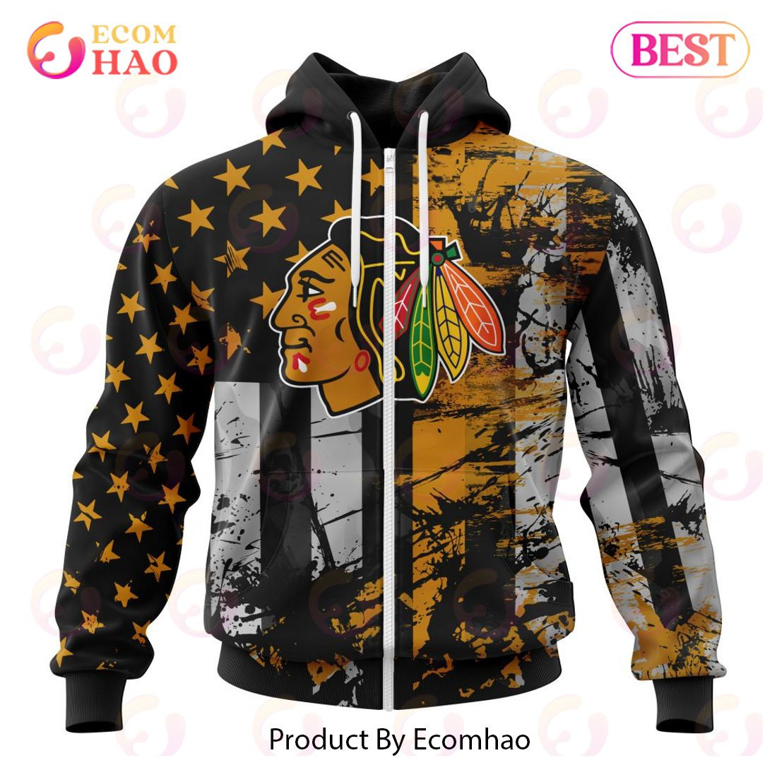 Chicago BlackHawks Specialized Jersey For America 3D Hoodie, Zip Hoodie, Man - Women, Warm, Premium Quality HZ0501