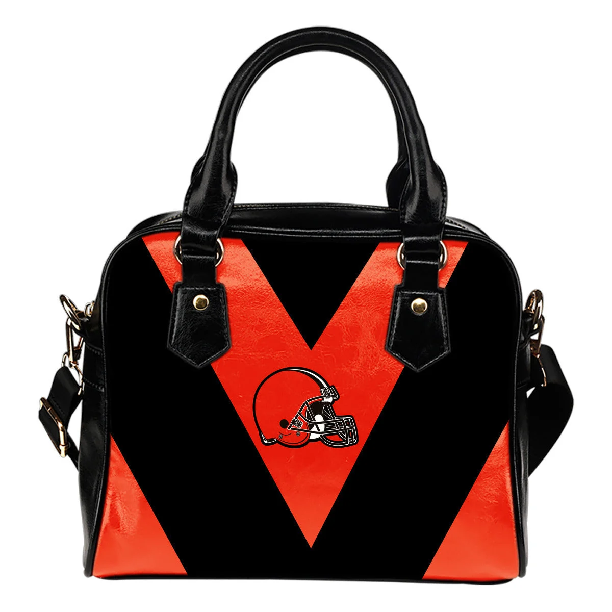 Triangle Double Separate Colour Cleveland Browns Shoulder Handbags Sb0801