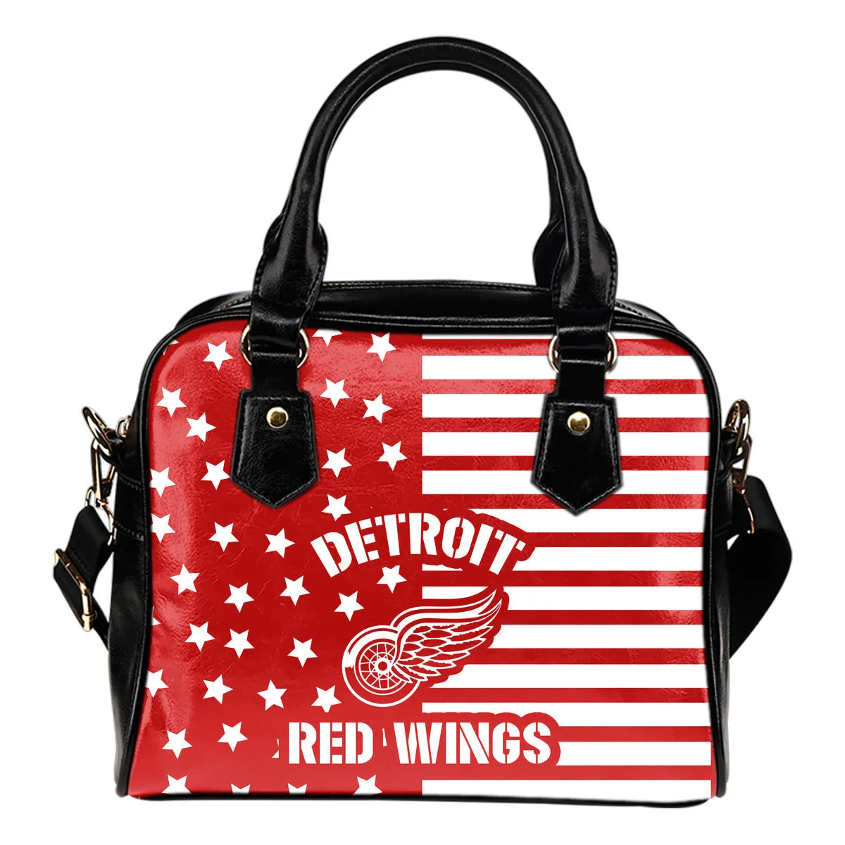 Twinkle Star With Line Detroit Red Wings Shoulder Handbags Sb0801