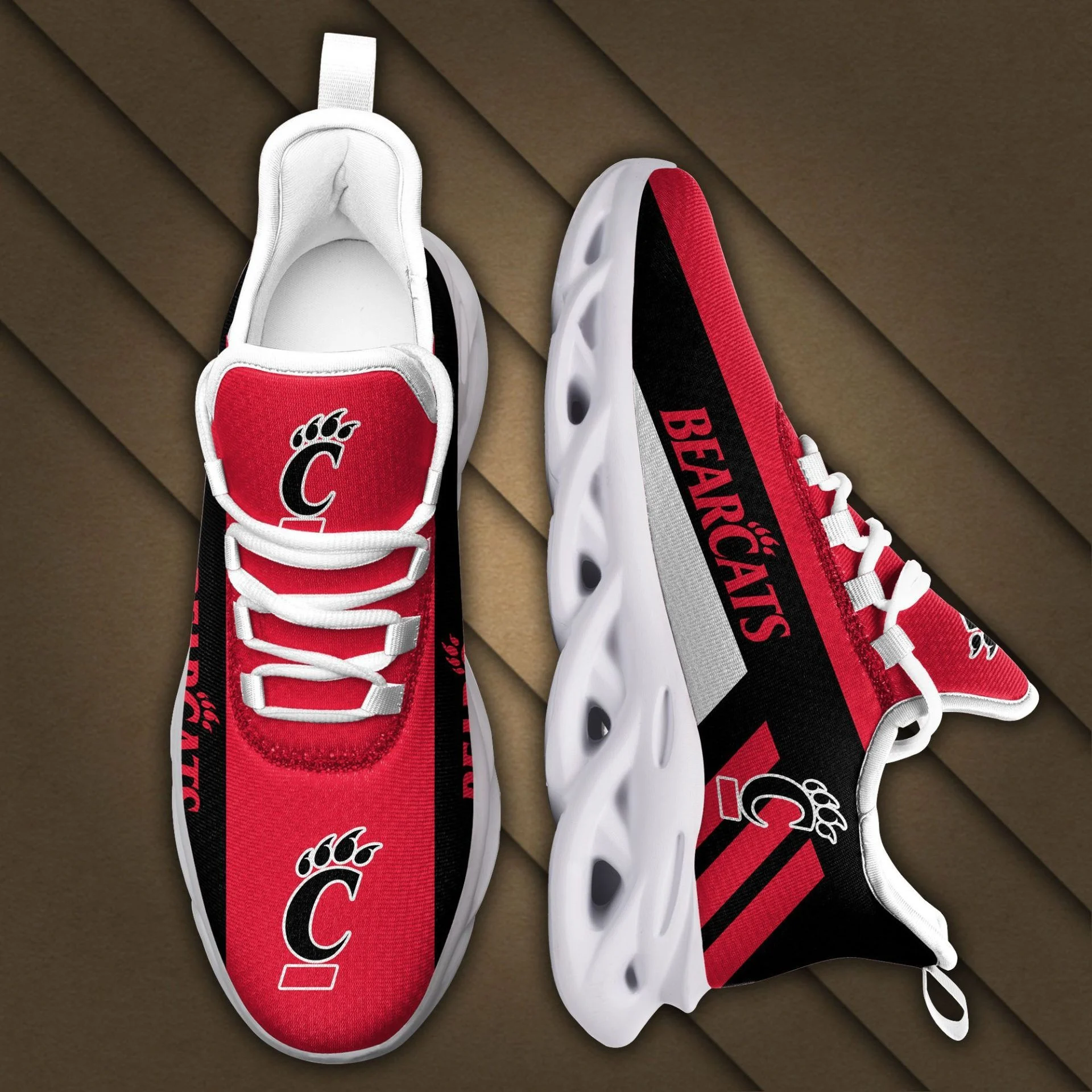 Custom Cincinnati Bearcats Red Black Max Soul Shoes Sneakers  MS0601