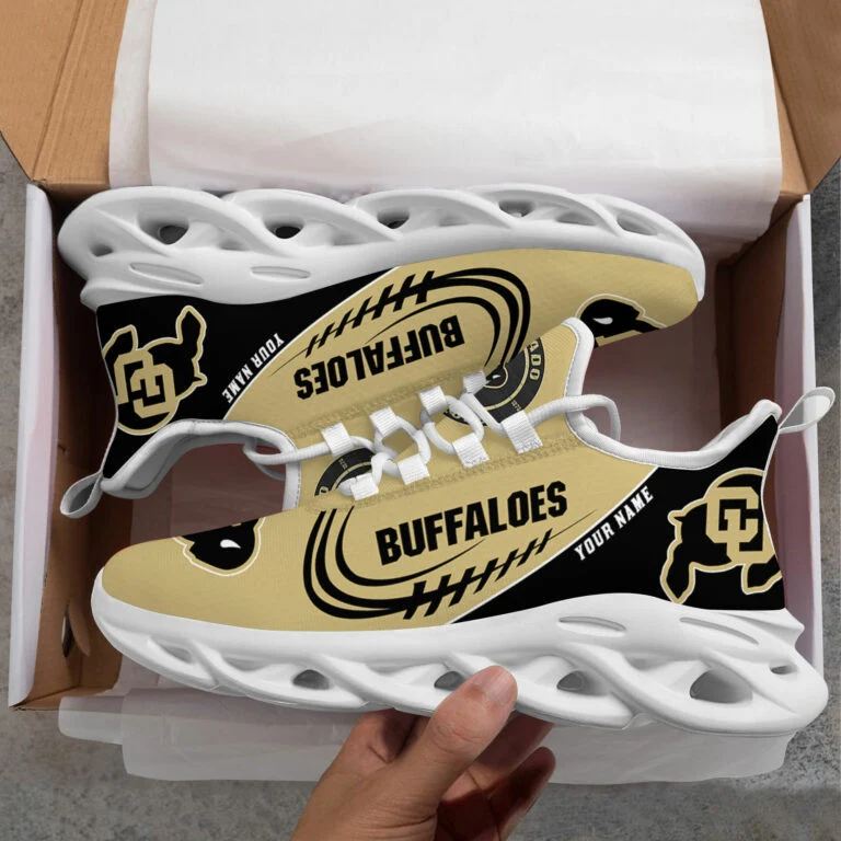 Colorado Buffaloes Custom Name Gold Black Max Soul Shoes  MS0601