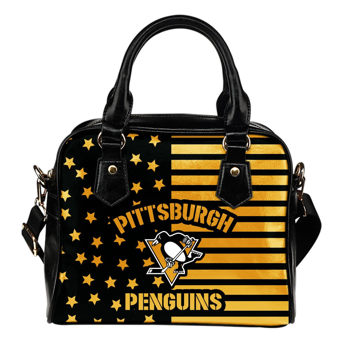 Twinkle Star With Line Pittsburgh Penguins Shoulder Handbags Sb0801