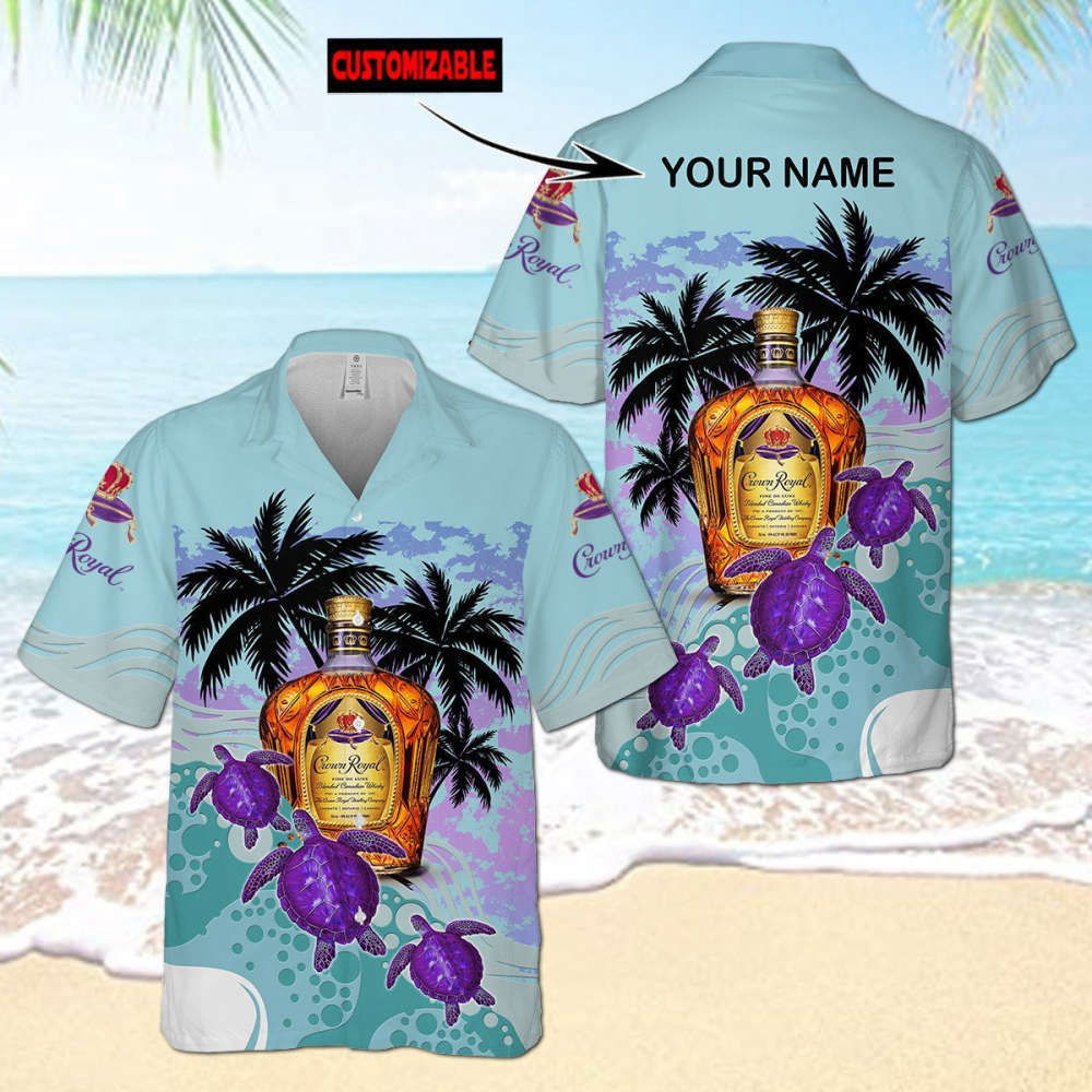 Personalized Crown Royal Turtles Palm Tree Hawaiian Shirt HW0601