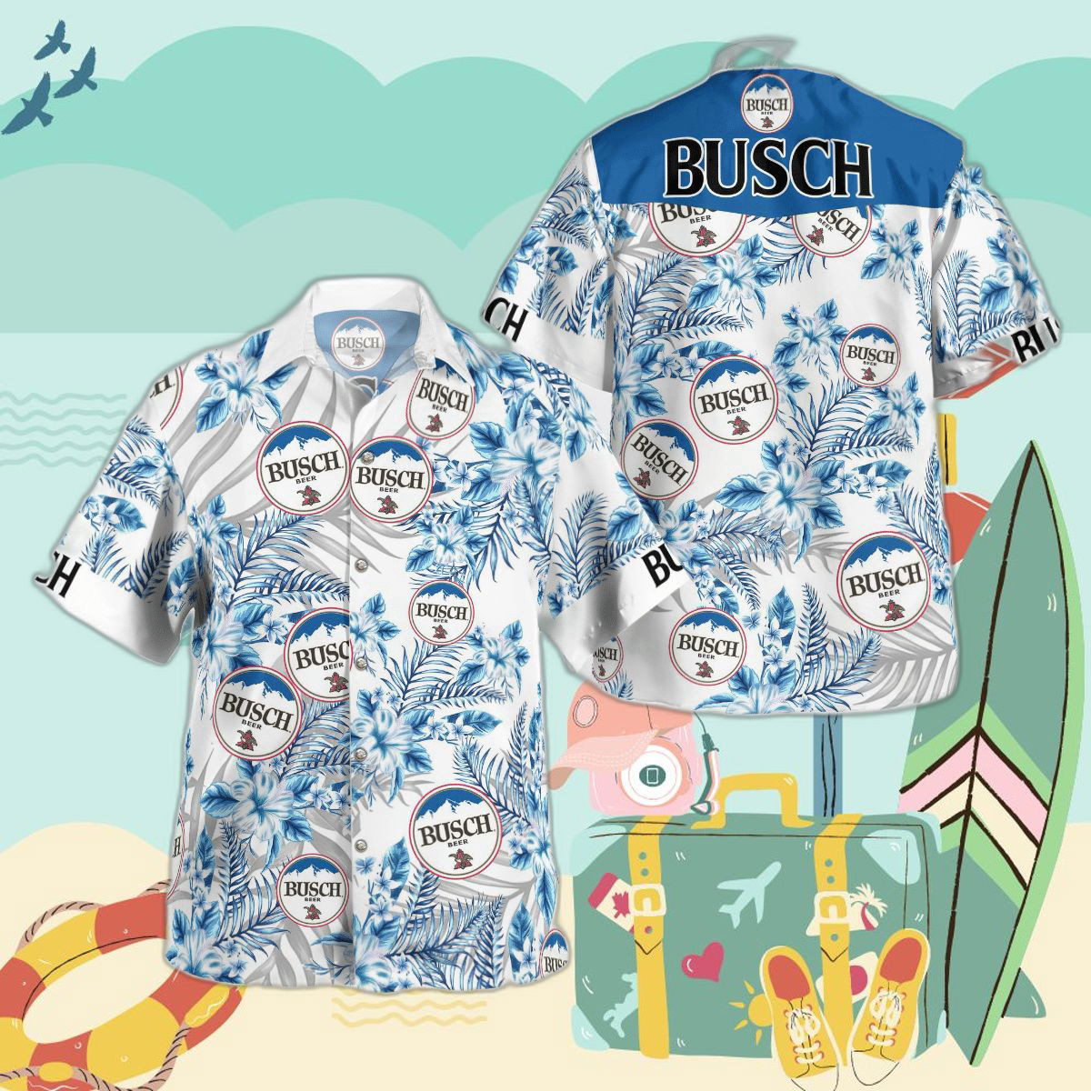 Busch Beer 3D Hawaiian Shirt – All Over Print Perfect for Summer! HW0601