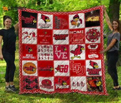 Illinois State Redbirds Quilt Blanket For Fans Home Decor Gift , Soft Quilt, King Size, All Season Cozy Quilt QB0901