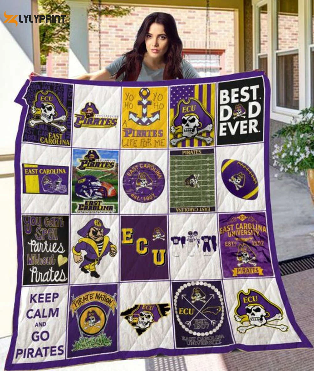 East Carolina Pirates 2 Quilt Blanket For Fans Home Decor Gift ,  Soft Quilt, King Size, All Season Cozy Quilt QB0901