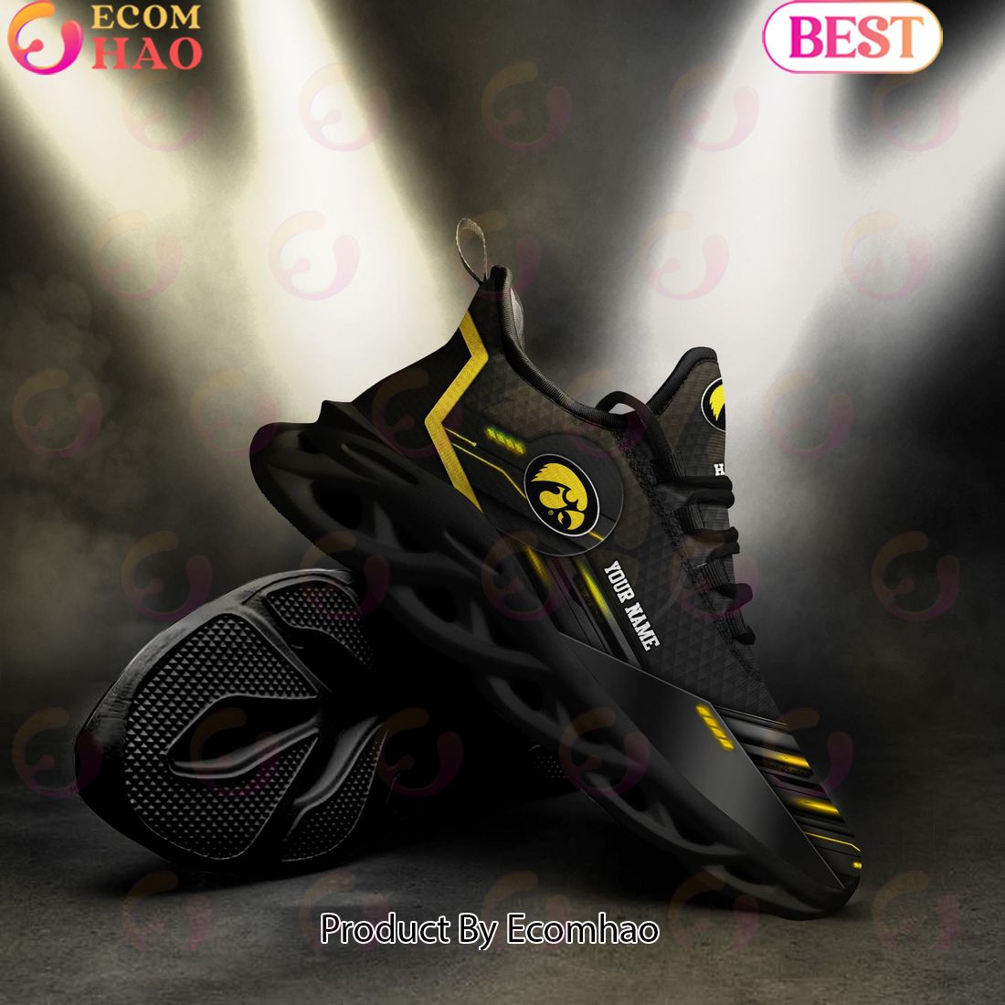 Iowa Hawkeyes Team Black Clunky Max Soul Shoes Sneakers Custom Your Name  Unisex sneakers MS0601