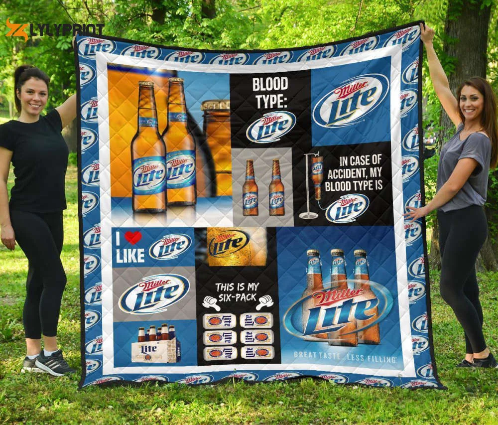 Miller Lite Quilt Blanket For Fans Home Decor Gift , Soft Quilt, King Size, All Season Cozy Quilt QB0901