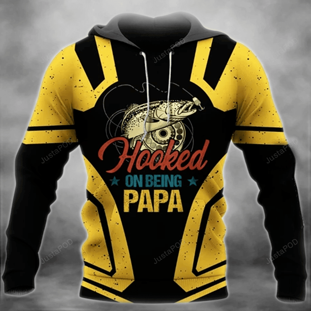 Hooked On Being Papa Fishing 3D All Print Hoodie, Zip- Up Hoodie HZ0501