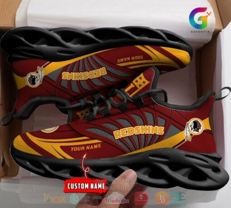 NFL Washington Redskins Custom Name Brown Golden Max Soul Shoes Men and Women MS0601
