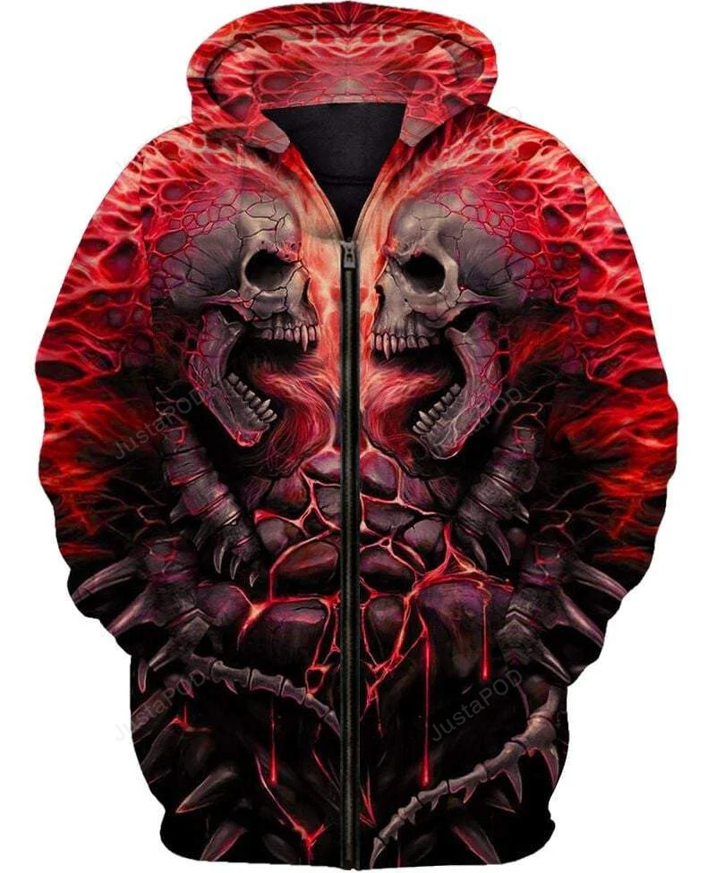 Honor Red Skull Stone 3D All Print Hoodie, Zip- Up Hoodie HZ0501
