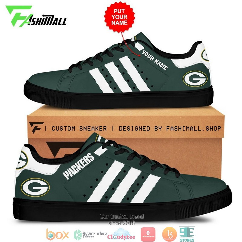 NFL Green Bay Packers Custom Name Green White Stripes Stan Smith Shoes Sneakers Store, Trendy Style Sneakers ST0801
