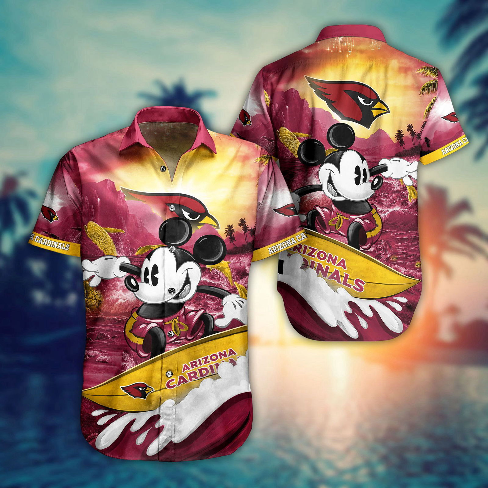 NFL Arizona Cardinals Hawaiian Shirt Mickey Mouse Summer HW0601