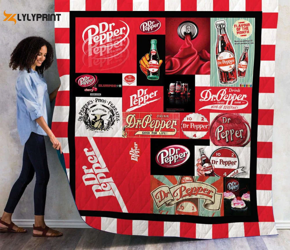 Dr. Pepper Quilt Blanket For Fans Home Decor Gift , Soft Quilt, King Size, All Season Cozy Quilt QB0901