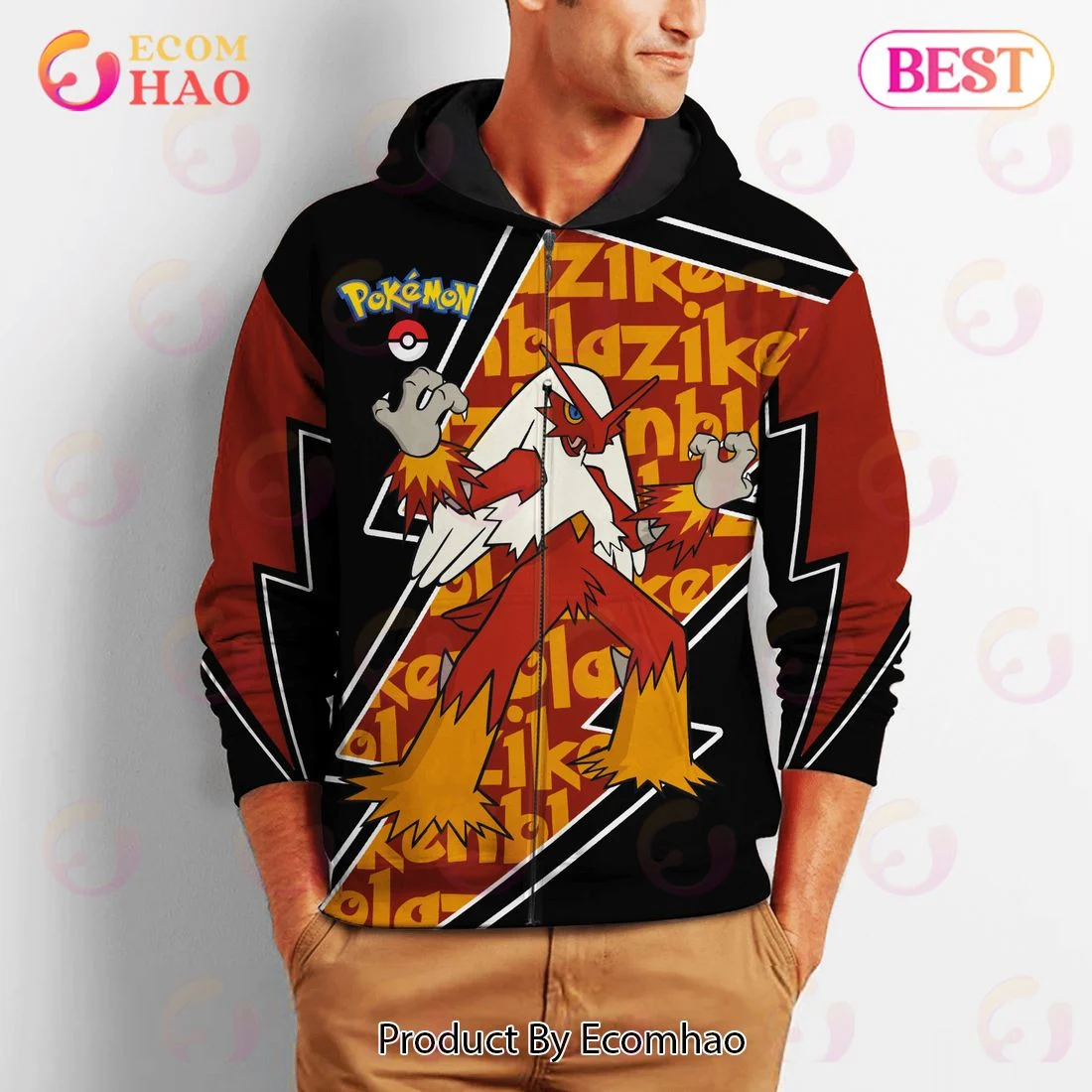 Blaziken Zip Hoodie Costume Pokemon, Zip Hoodie, Man – Women, Warm, Premium Quality HZ0501