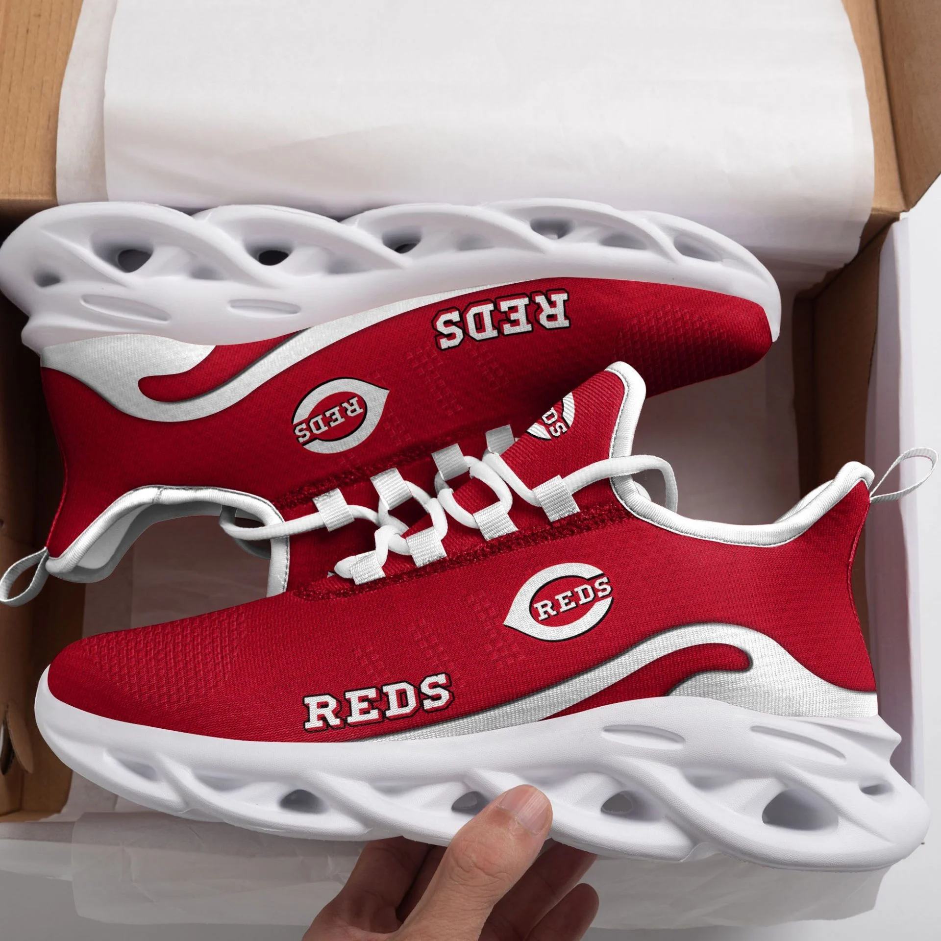 Custom MLB Cincinnati Reds Max Soul Shoes V3 Men Women MS0601
