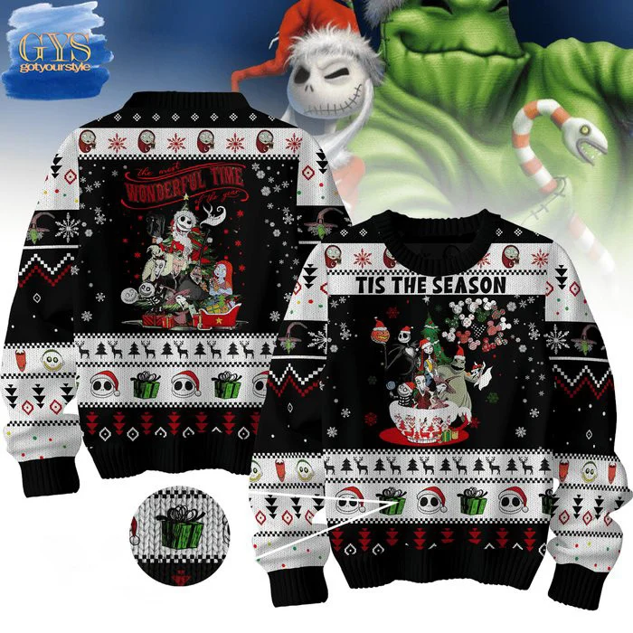 The Nightmare Before Christmas Wonderful Time Ugly Sweater , Cozy Soft Unisex Pullover SW0601