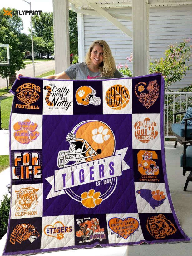 Clemson Tigers Quilt Blanket For Fans Home Decor Gift , Soft Quilt, King Size, All Season Cozy Quilt QB0901