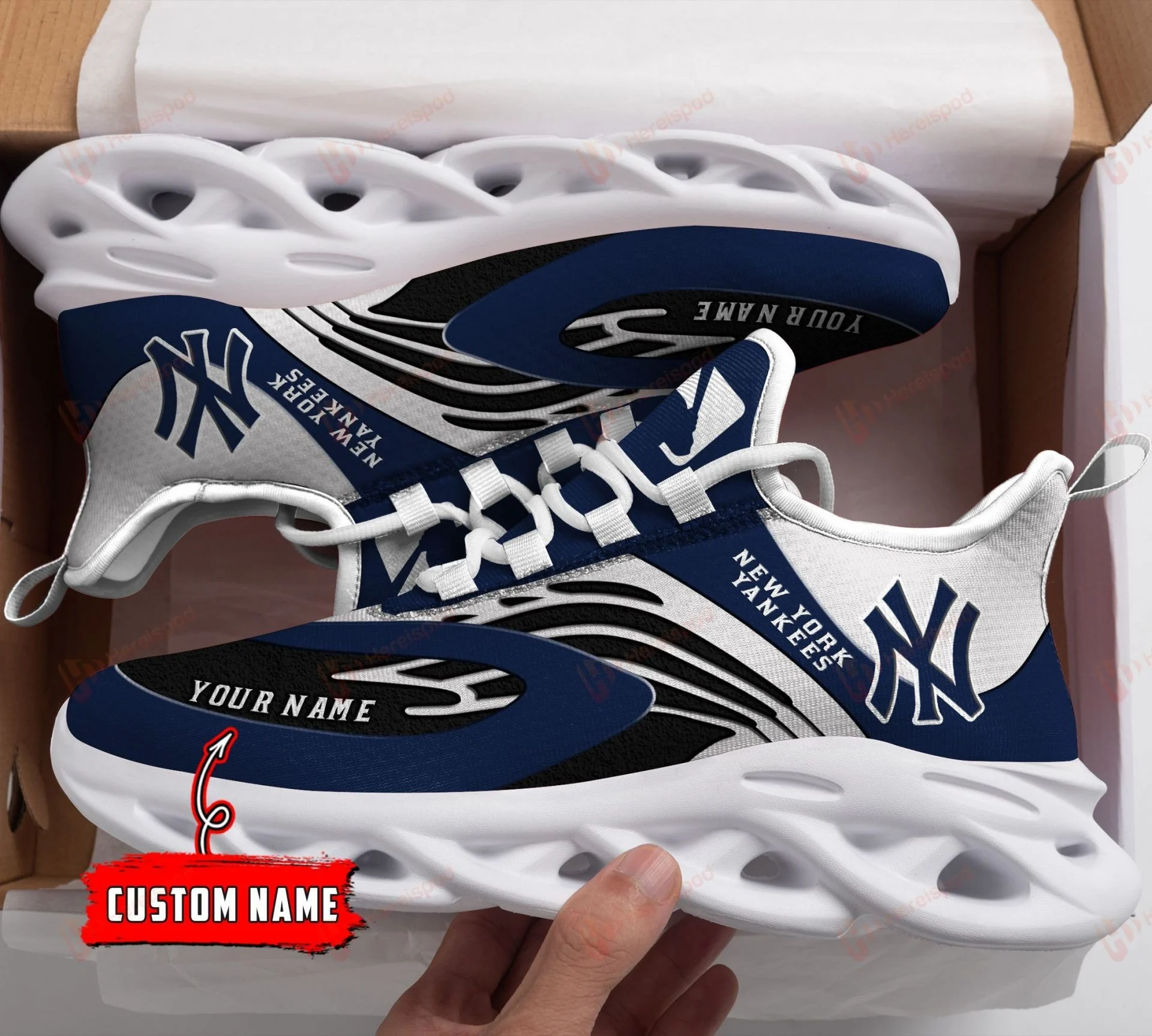 Custom MLB New York Yankees Custom Name Max Soul Shoes V6 Sneaker MS0601