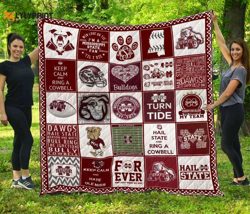Mississippi State Bulldogs 3D Customized Quilt Blanket , Soft Quilt, King Size, All Season Cozy Quilt QB0901