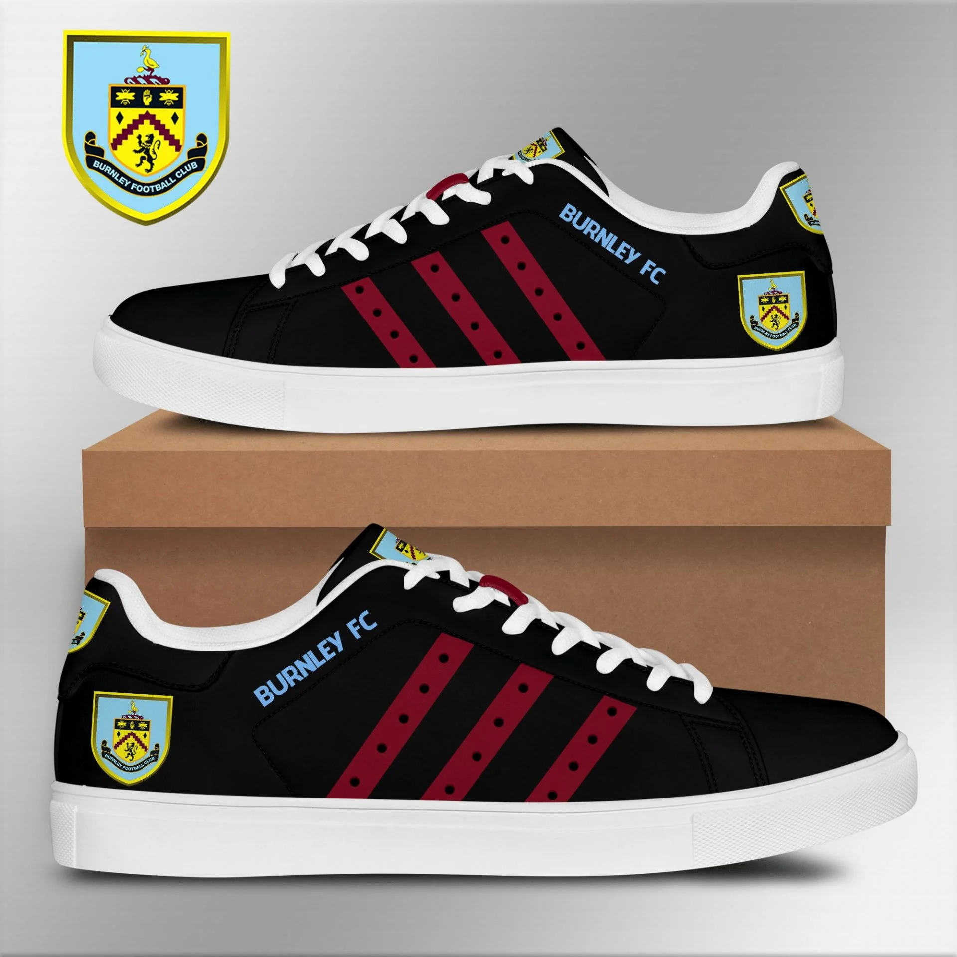 Burnley FC Black Brown Stan Smith Shoes Women Men, Trendy Style Sneakers ST0801