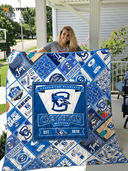 Creighton Bluejays Quilt Blanket For Fans Home Decor Gift ,  Soft Quilt, King Size, All Season Cozy Quilt QB0901