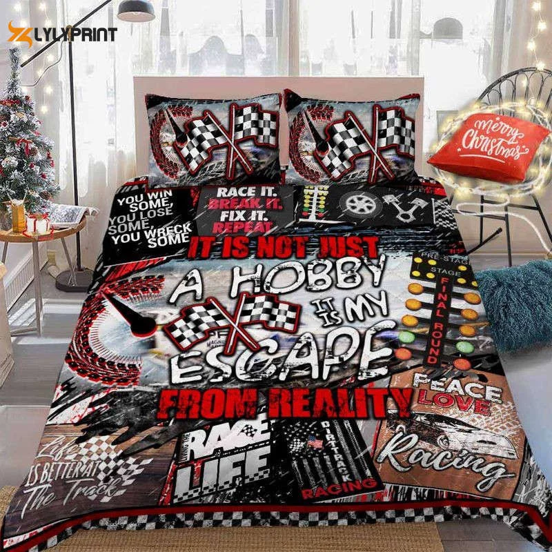Dirt Track Racing Race It Break It Fix It Repeat It Is Not Just A Hobby It Is My Escape From Reality Quilt Bedding Set ,  Soft Quilt, King Size, All Season Cozy Quilt QB0901