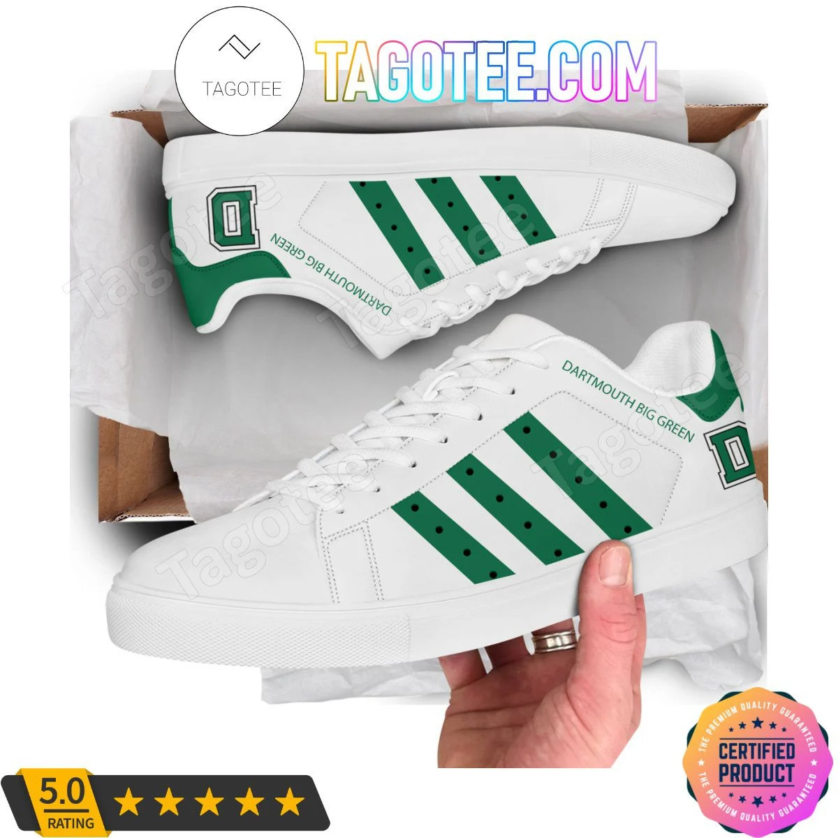 NCAA Dartmouth Big Green White Stan Smith Shoes , Trendy Style Sneakers ST0801