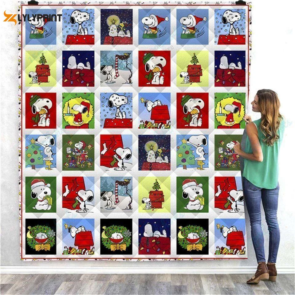 Snoopy The Peanuts, Snoopy Christmas Snoopy Lover Quilt Blanket For Fans Home Decor Gift ,  Soft Quilt, King Size, All Season Cozy Quilt QB0901