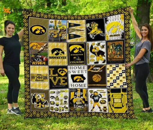 Iowa Hawkeyes Quilt Blanket For Fans Home Decor Gift , Soft Quilt, King Size, All Season Cozy Quilt QB0901