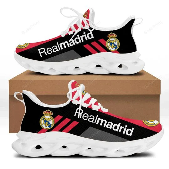 Custom Real Madrid Red Black Red Stripes Max Soul Shoes for Men and Women MS0601