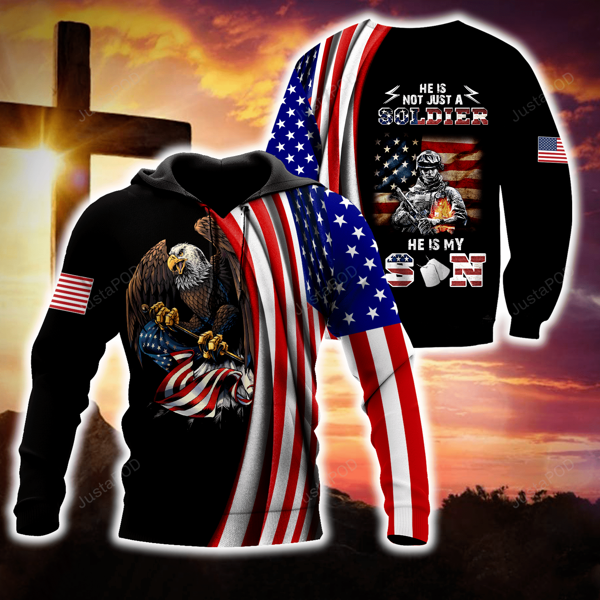 US Veteran Eagle He Is'nt Just A Solder 3D All Print Hoodie, Zip- Up Hoodie HZ0501