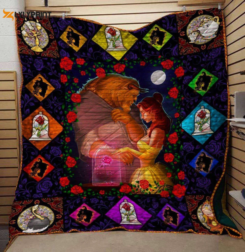 Beauty And The Beast Purple 3D Customized Quilt Blanket For Fans Home Decor Gift ,  Soft Quilt, King Size, All Season Cozy Quilt QB0901
