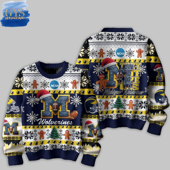 Michigan Wolverines They Not Like Us Ugly Christmas Sweater , Cozy Soft Unisex Pullover SW0601
