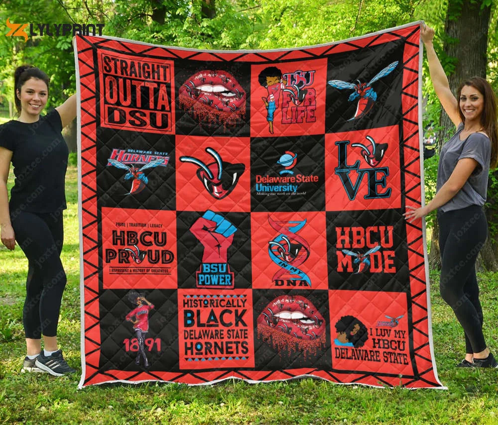 Delaware State Hornets 1 Quilt Blanket For Fans Home Decor Gift , Soft Quilt, King Size, All Season Cozy Quilt QB0901
