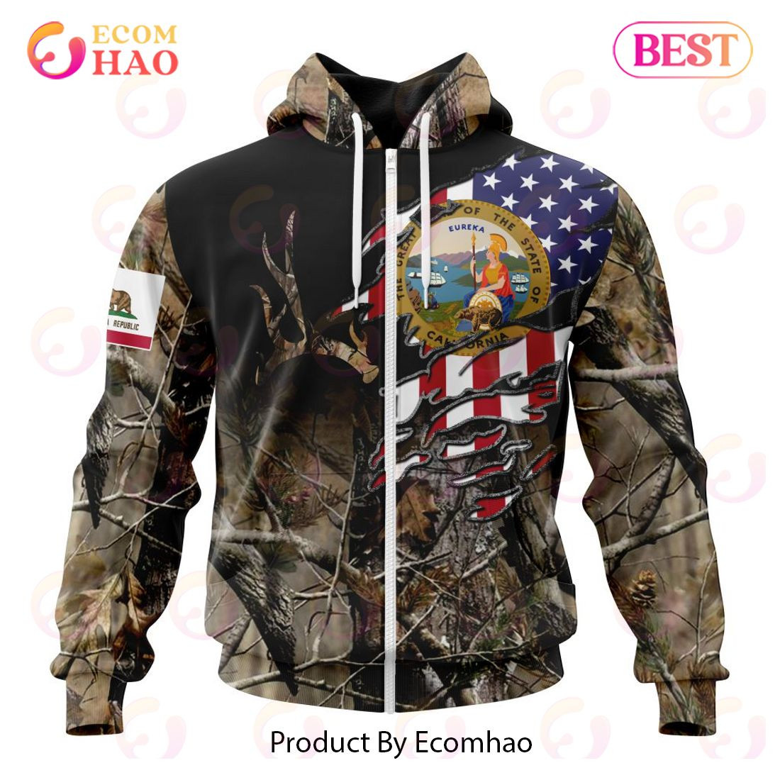 California Special Camo Realtree Hunting 3D Hoodie, Zip Hoodie, Man - Women, Warm, Premium Quality HZ0501