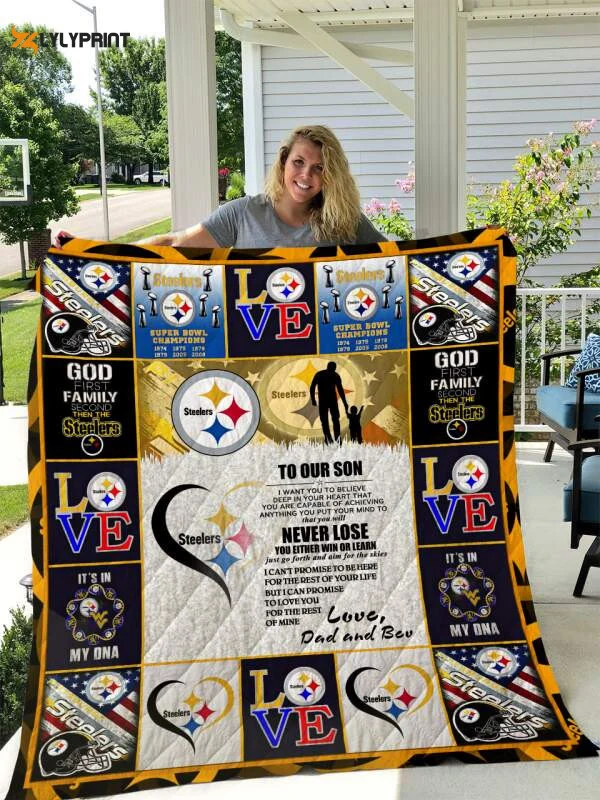 Pittsburgh Steelersto Our Son Love Dad And Bev 3D Customized Quilt Blanket For Fans Home Decor Gift ,  Soft Quilt, King Size, All Season Cozy Quilt QB0901