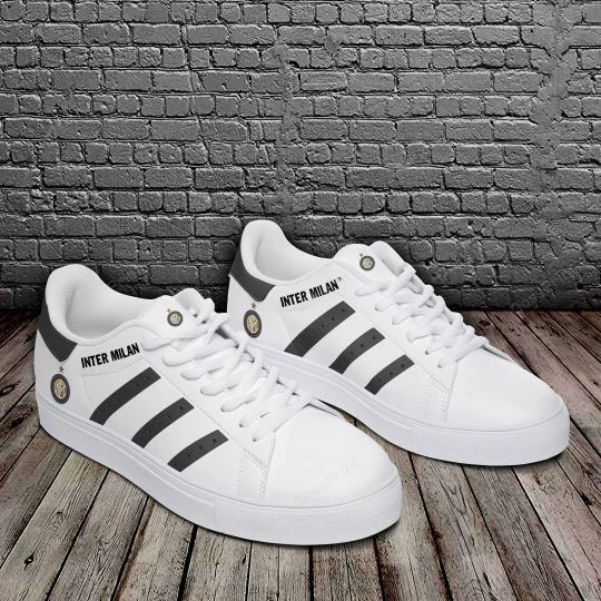 Inter Milan White Black Stan Smith Shoes Ladies Men, Trendy Style Sneakers ST0801