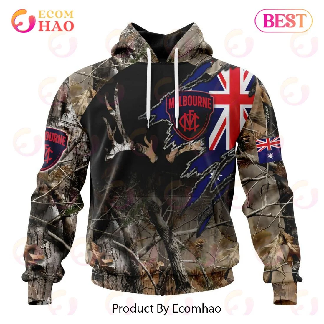 AFL Melbourne Football Club Special Camo Realtree Hunting 3D Hoodie, Zip Hoodie, Man - Women, Warm, Premium Quality HZ0501